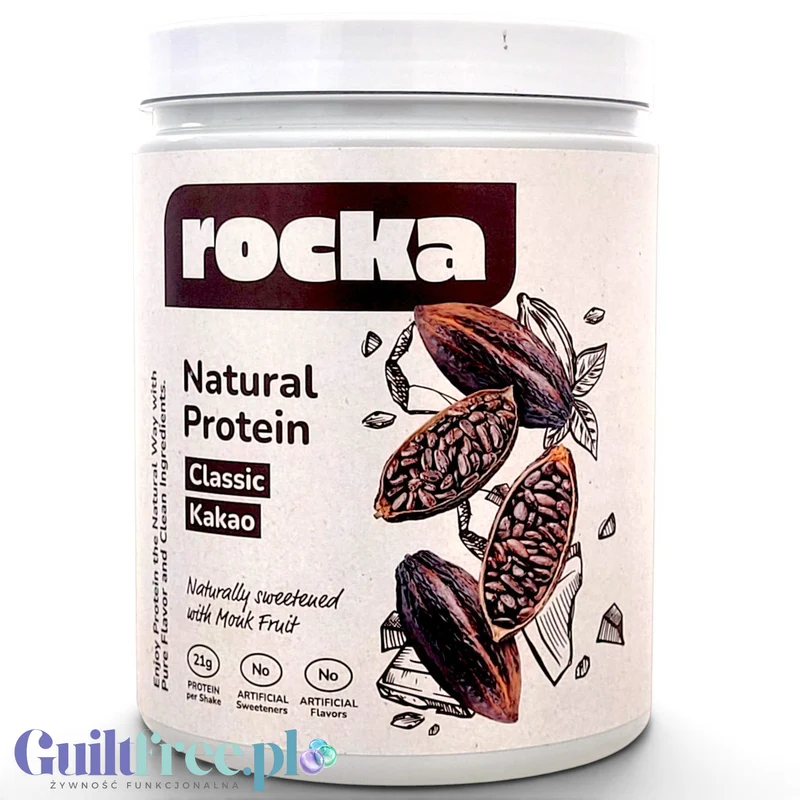 Rocka Nutrition Natural Protein Classic Kakao 600g - wegańska odżywka białkowa ULTRA prosty skład unikat