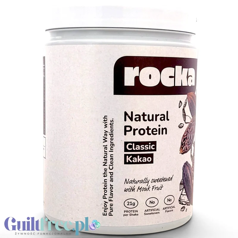 Rocka Nutrition Natural Protein Classic Kakao 600g - wegańska odżywka białkowa ULTRA prosty skład unikat
