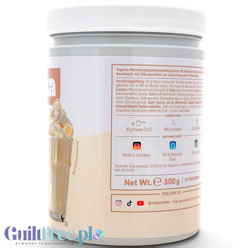 Rocka Nutrition Protein Shake Coconut Almond Cream 0,3kg - wegańska odżywka białkowa 4 źródeł białka