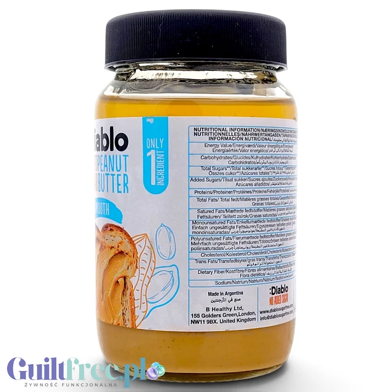 Diablo Peanut Butter Smooth – kremowe masło z orzeszków ziemnych 100%