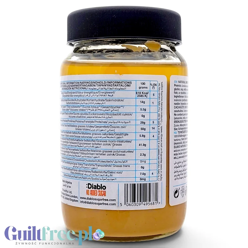 Diablo Peanut Butter Smooth – kremowe masło z orzeszków ziemnych 100%