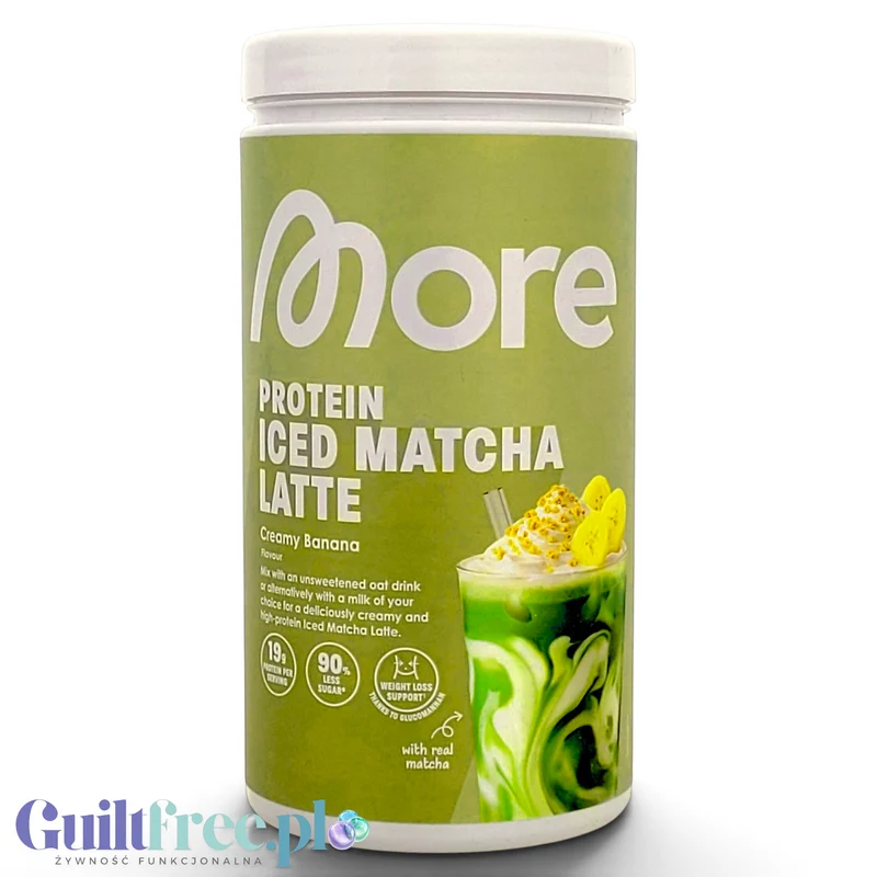 More Nutrition Protein Iced Matcha Latte Creamy Banana 500g - proteinowa zielona herbata matcha bez cukru 20g białka