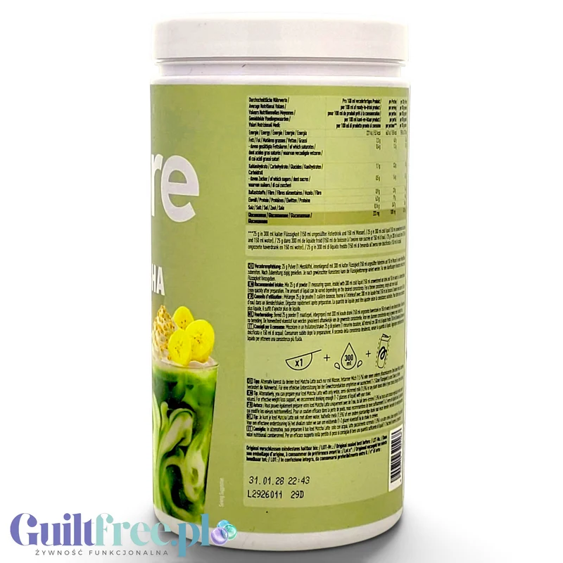 More Nutrition Protein Iced Matcha Latte Creamy Banana 500g - proteinowa zielona herbata matcha bez cukru 20g białka