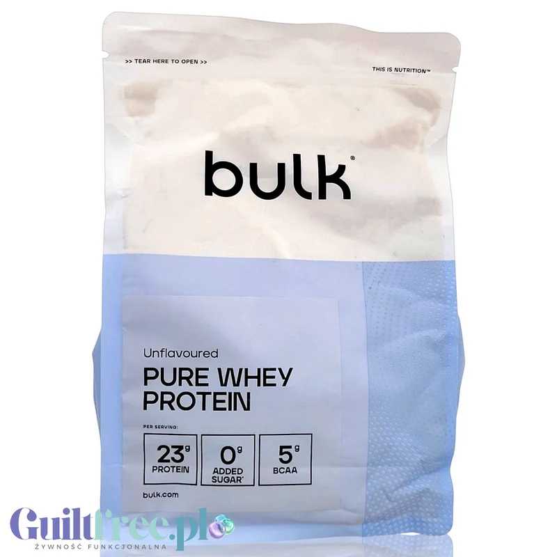 Bulk Pure Whey Protein Unflavoured 1kg - naturalna bezsmakowa odżywka białkowa bez cukru i słodzików