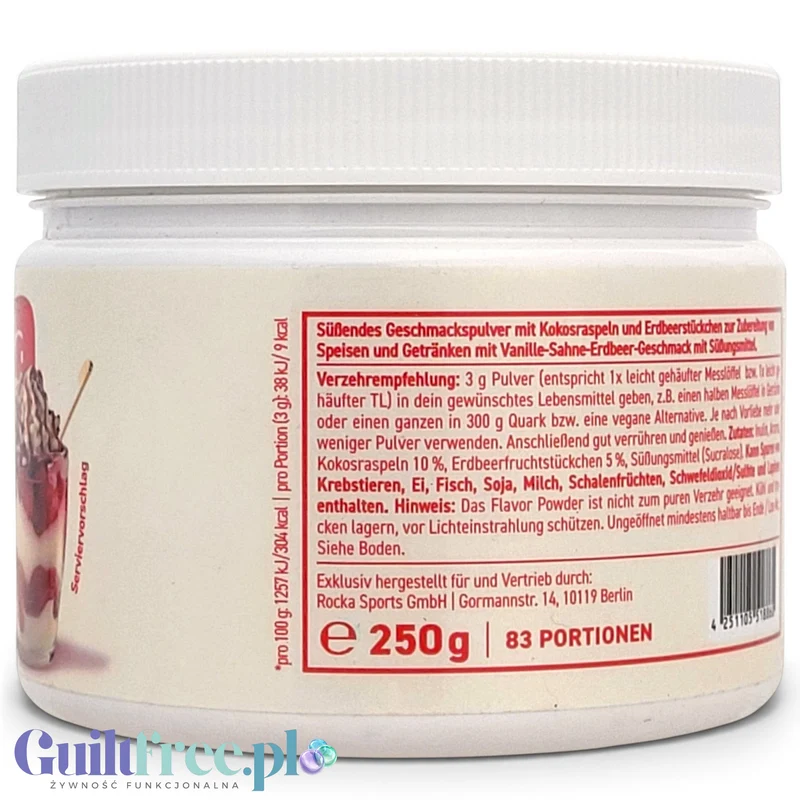 Rocka Nutrition Flavor Powder Spaghetti Eis 250g - wegański słodzący aromat w proszku Truskawki, Wanilia & Kokos