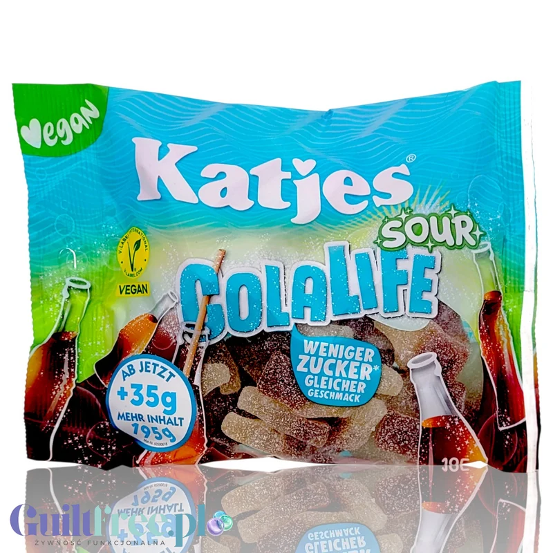 Katjes Sour Colalife 195g - wegańskie kwaśne żelki 30% mniej cukru bez słodzików