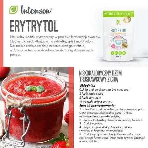 Intenson Erytrol 1kg - czysty erytrytol sypki słodzik 0kcal