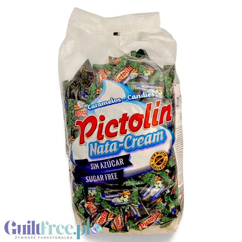 Pictolin Licorice & Cream - bezglutenowe cukierki bez cukru o smaku lukrecjowo-śmietankowym 0,8kg