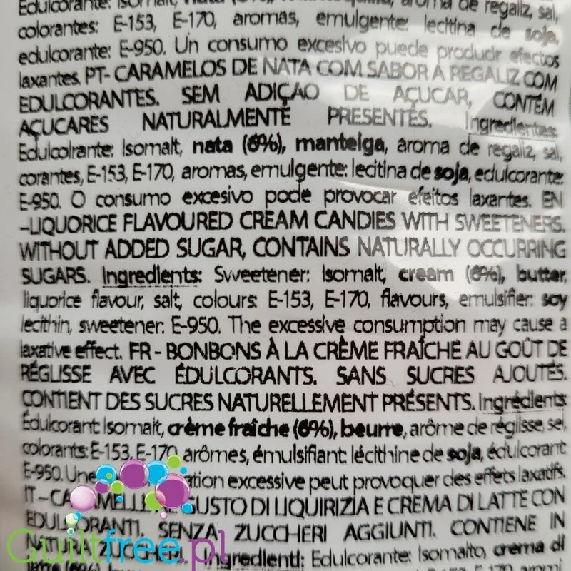 Pictolin Licorice & Cream - bezglutenowe cukierki bez cukru o smaku lukrecjowo-śmietankowym 0,8kg