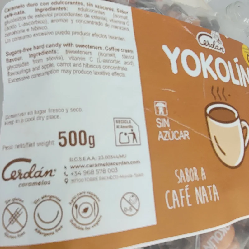 Cerdan Yokolin Cream Coffee 0,5kg - kawowo śmietankowe cukierki bez cukru