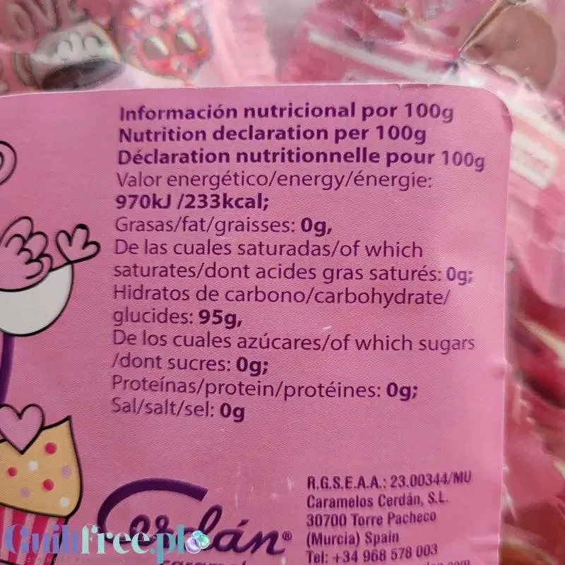 Cerdan Caramelos Cherry Candies - walentynkowe wiśniowe cukierki bez cukru na wagę