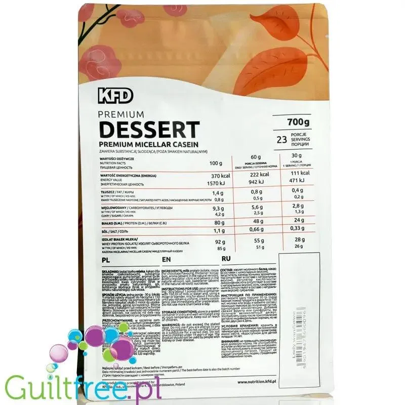 KFD Premium Protein Dessert Casein White Chocolate - kazeina o smaku białej czekolady