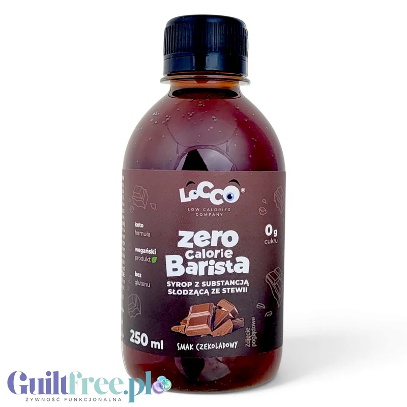 Locco Zero Calorie Barista Chocolate 250ml - czekoladowy syrop zero kalorii ze stewią, bez cukru, do kawy i deserów