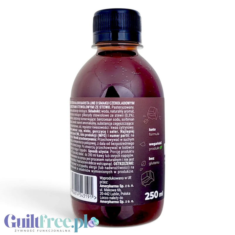 Locco Zero Calorie Barista Chocolate 250ml - czekoladowy syrop zero kalorii ze stewią, bez cukru, do kawy i deserów