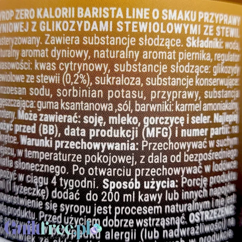 Locco Zero Calorie Barista Pumpkin Spice 250ml - syrop zero kalorii ze stewią, bez cukru, do kawy i deserów