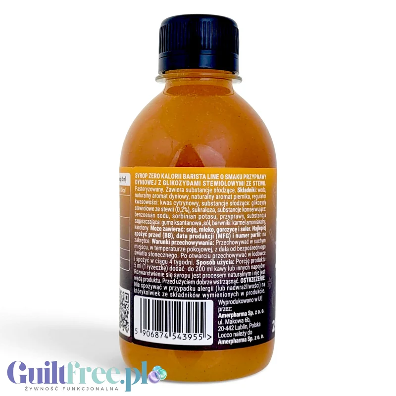 Locco Zero Calorie Barista Pumpkin Spice 250ml - syrop zero kalorii ze stewią, bez cukru, do kawy i deserów