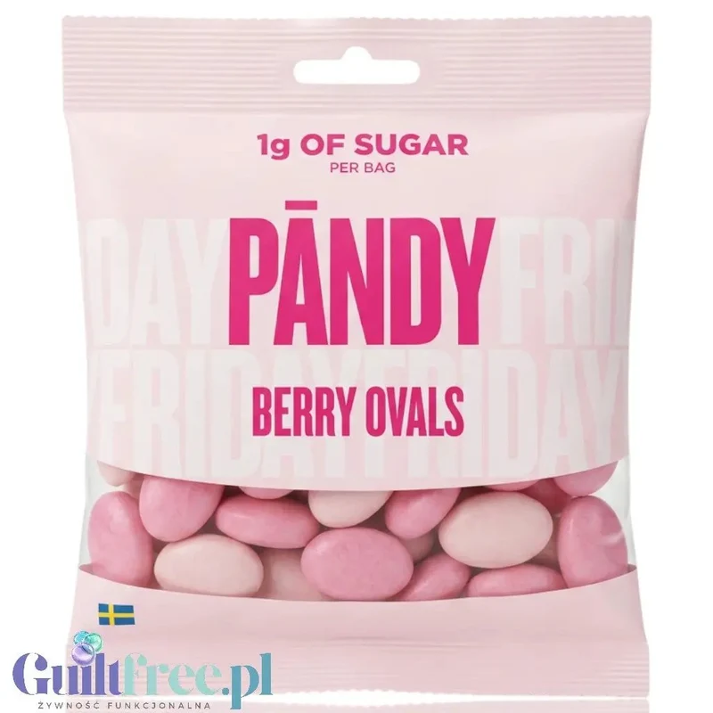 Pandy Candy Berry Ovals - błonnikowe żelki bez cukru o smaku poziomki i granatu 45% mniej kalorii
