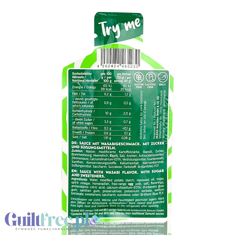Inlead Premium Sauce Wasabi Mayo, saszetka - kremowy ostry majonez light 90% mniej tłuszczu