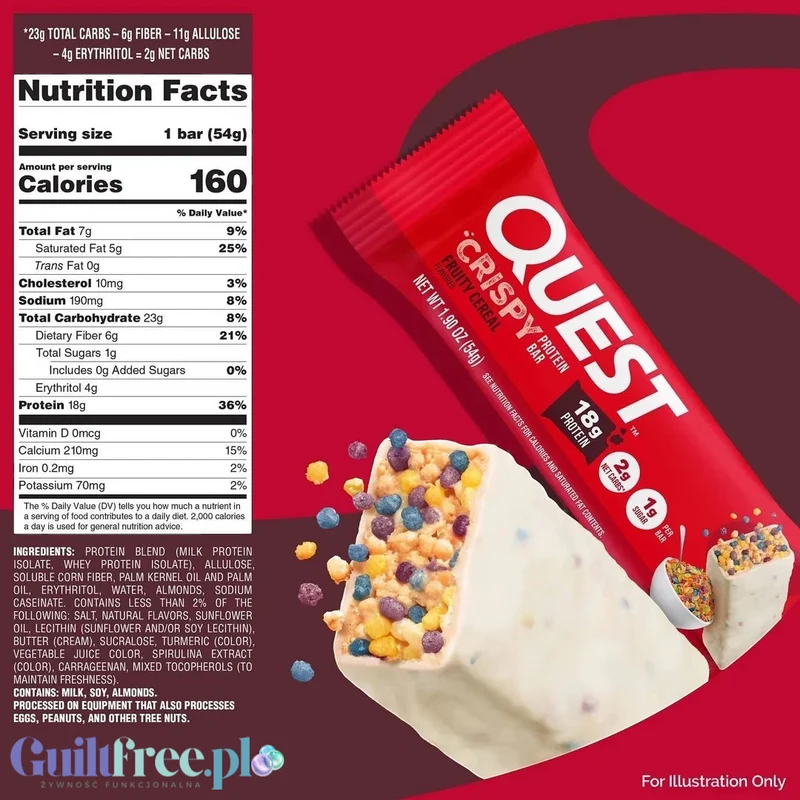 Quest Hero Crispy Protein Bar Fruity Cereal - baton proteinowy w nostalgicznym smaku dzieciństwa USA