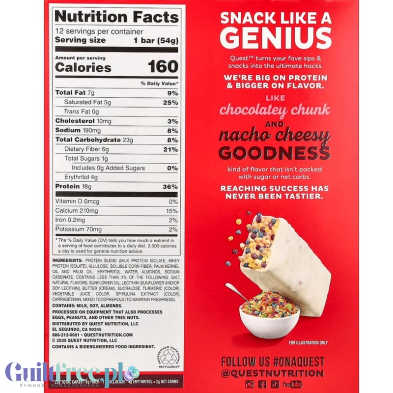 Quest Hero Crispy Protein Bar Fruity Cereal - baton proteinowy w nostalgicznym smaku dzieciństwa USA