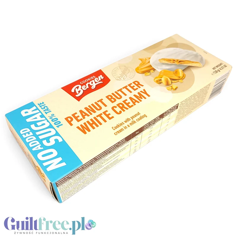 Bergen Peanut Butter White Creamy Cookies ciastka orzechowo-karmelowe w białej polewie bez cukru