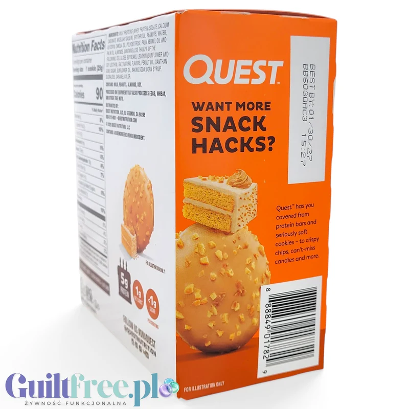 Quest Frosted Cookies, Peanut Butter Cake - lukrowane orzechowe miękkie keto ciastka w polewie, BOX 8 SZT
