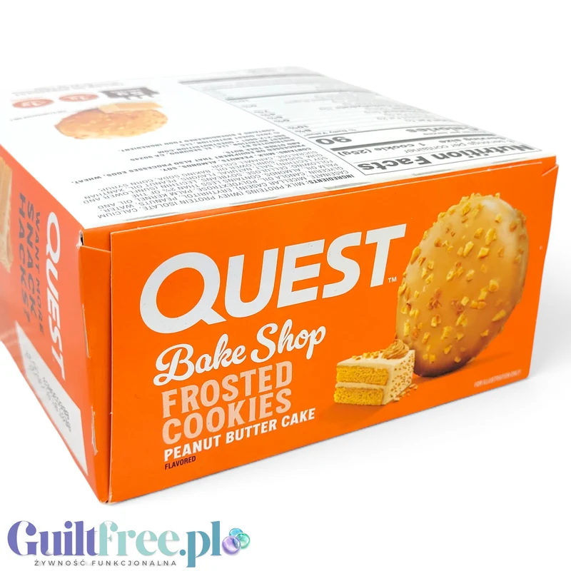 Quest Frosted Cookies, Peanut Butter Cake - lukrowane orzechowe miękkie keto ciastka w polewie, BOX 8 SZT
