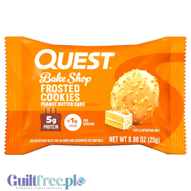 Quest Frosted Cookies, Peanut Butter Cake - lukrowane orzechowe miękkie keto ciastka w polewie, BOX 8 SZT