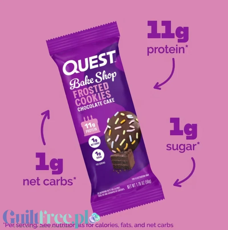 Quest Bake Shop Frosted Cookies Chocolate Cake - miękkie lukrowane ciastko proteinowe