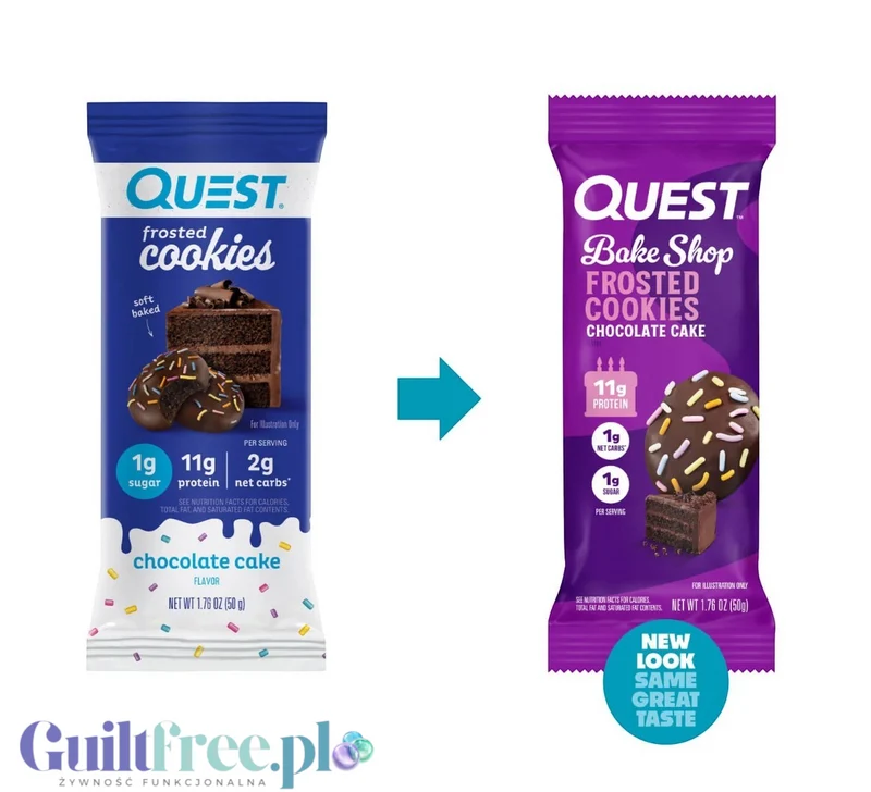 Quest Bake Shop Frosted Cookies Chocolate Cake - miękkie lukrowane ciastko proteinowe