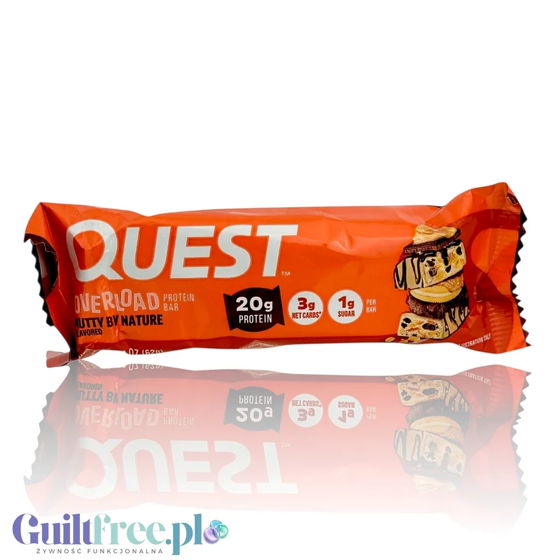 Quest Overload Nutty By Nature - odpicowany baton proteinowy bez cukru i maltitolu