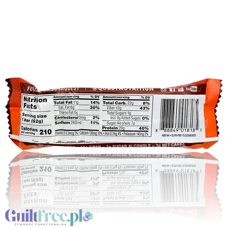 Quest Overload Nutty By Nature - odpicowany baton proteinowy bez cukru i maltitolu