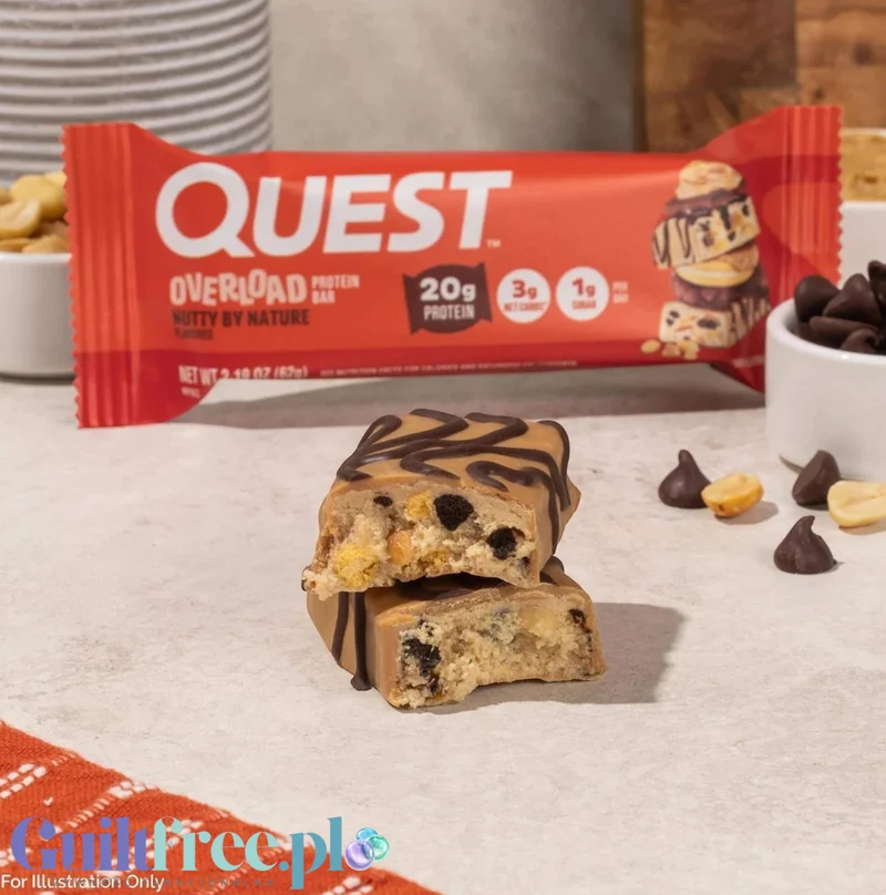 Quest Overload Nutty By Nature BOX x 12szt - baton proteinowy bez cukru i maltitolu