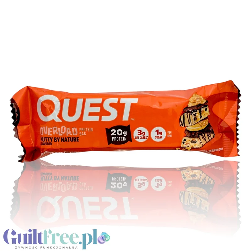 Quest Overload Nutty By Nature BOX x 12szt - baton proteinowy bez cukru i maltitolu