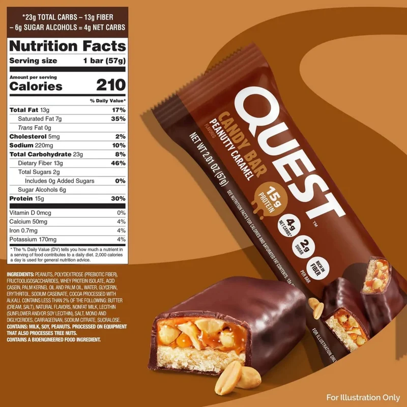 Quest Candy Bar Peanutty Caramel - niesamowicie pyszny baton proteinowy z karmelem, czekoladą i orzeszkami
