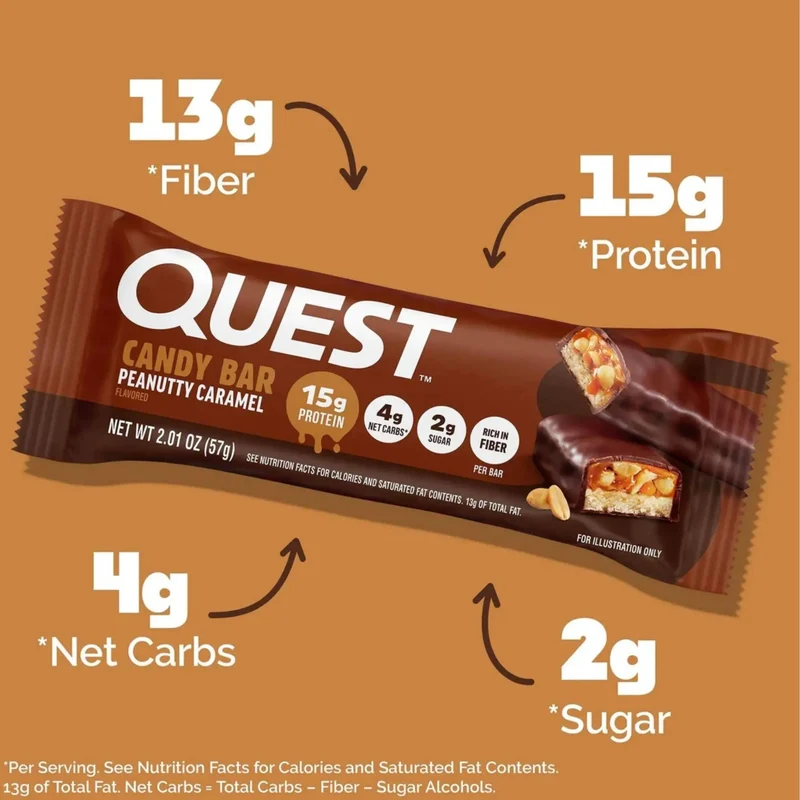 Quest Candy Bar Peanutty Caramel - niesamowicie pyszny baton proteinowy z karmelem, czekoladą i orzeszkami
