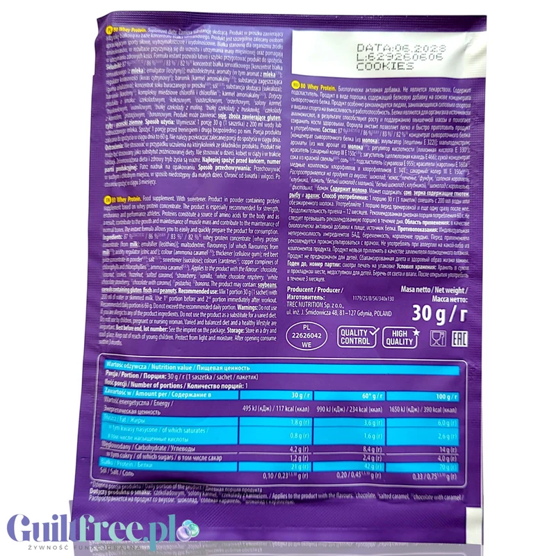 6Pak Nutrition Whey 80 Cookies - koncentrat białka serwatkowego, saszetka, smak ciasteczka z czekoladą