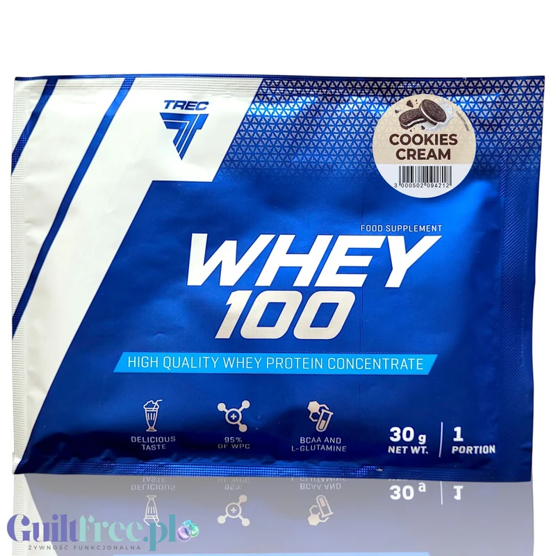 Trec Nutrition Whey 100 Cookies - koncentrat białka serwatkowego, saszetka, smak ciasteczka z kremem