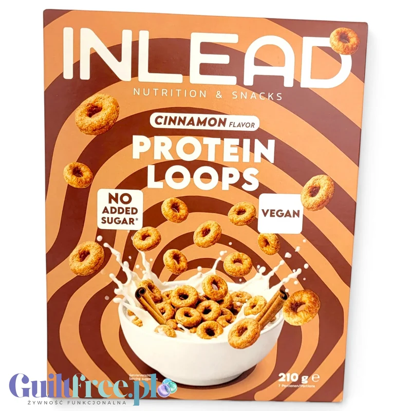 Inlead Protein Loops Cinnamon Flavor - wegańskie proteinowe kółeczka śniadaniowe bez cukru i glutenu