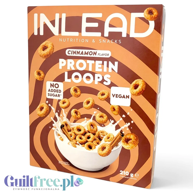 Inlead Protein Loops Cinnamon Flavor - wegańskie proteinowe kółeczka śniadaniowe bez cukru i glutenu