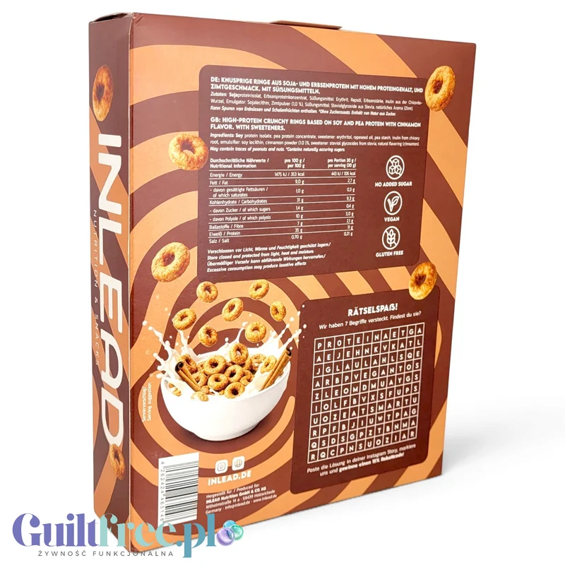 Inlead Protein Loops Cinnamon Flavor - wegańskie proteinowe kółeczka śniadaniowe bez cukru i glutenu