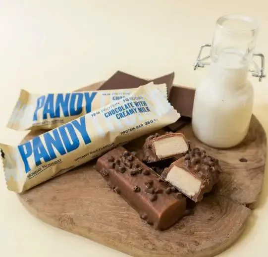 Pandy Protein Chocolate & Creamy Milk - piankowy baton białkowy 12g białka & 135kcal