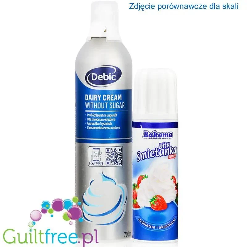 Debic Dairy Cream Without Sugar - profesjonalna keto bita śmietana bez cukru w spray'u XXL 0,7L