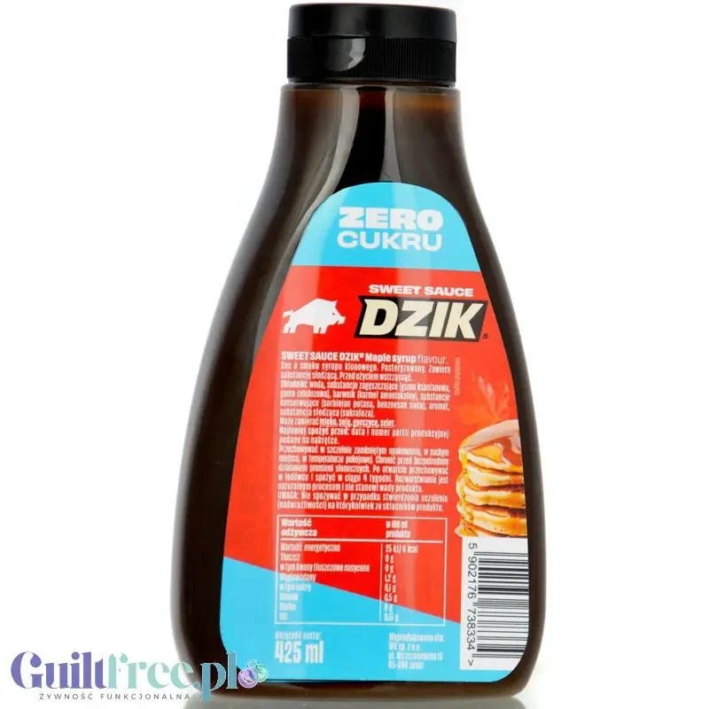 Dzik Sweet Sauce Klonowy, naleśnikowy syrop zero cukru o smaku syropu klonowego 6kcal