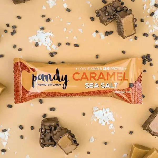 Pandy Protein Candy Bar Caramel Sea Salt - piankowy baton białkowy 12g białka & 128kcal, Solony Karmel