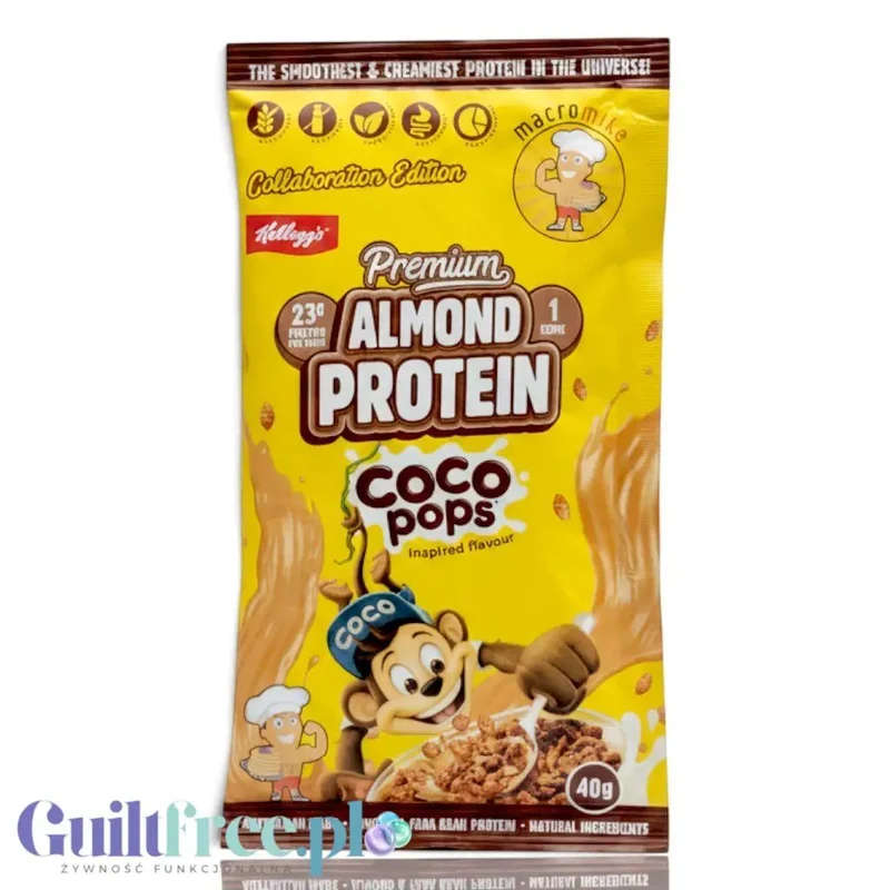 Macro Mike Almond Plant Protein, Coco Pops, 40g - wegańska migdałowa odżywka białkowa