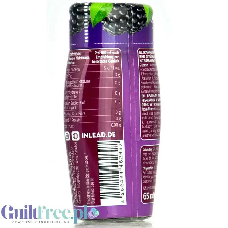 Inlead Squeeze Syrup Blackberry - jeżynowy skoncentrowany syrop do wody bez cukru i kalorii na 8L