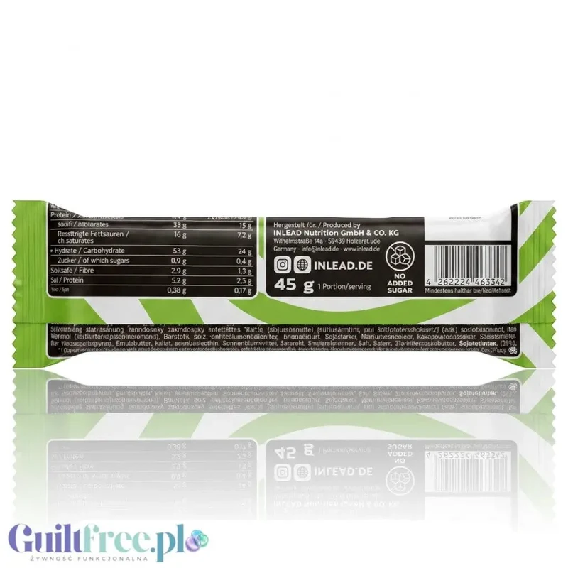 Inlead Wafer Bar Pistachio Dark Choc - wegański wafelek z kremem pistacjowym w polewie czekoladowej bez dodatku cukru