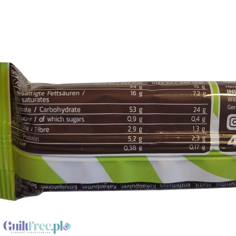 Inlead Wafer Bar Pistachio Dark Choc - wegański wafelek z kremem pistacjowym w polewie czekoladowej bez dodatku cukru