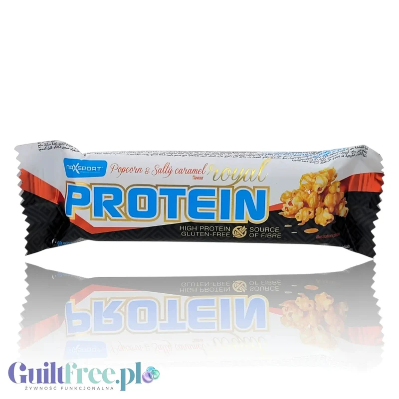 MaxSport Protein Bar Salty Caramel & Popcorn – bezglutenowy baton proteinowy o smaku popcornu i słonego karmelu